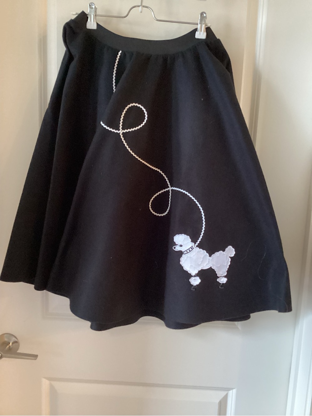 Black Circle Skirt with White Poodle Appliqué